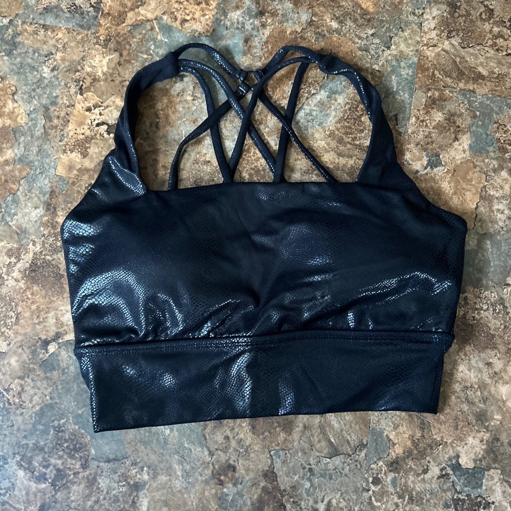 Buffbunny Collection Sports Bra Womens Size Small Black Snakeskin Strappy